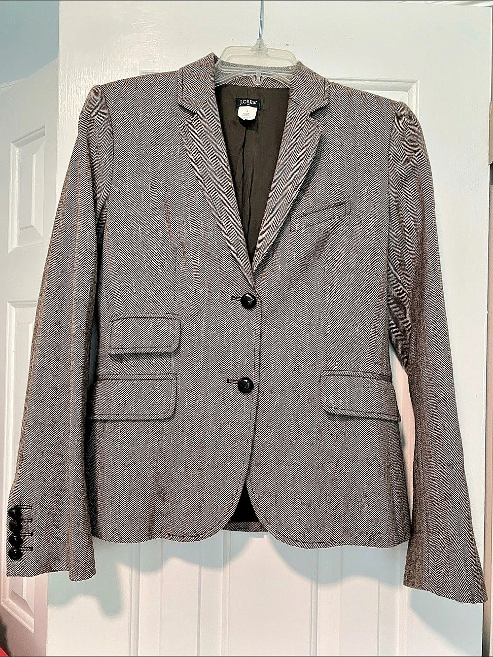 J.Crew Wool Houndstooth Blazer Brown & White Size 6